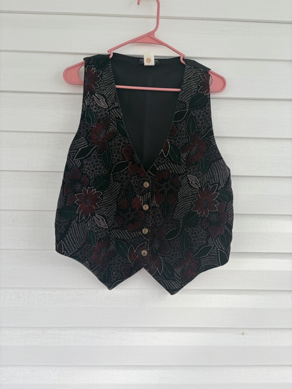 Vintage Beaded Floral Vest Boho Western Cottagecore Dark Academia Layering Piece
